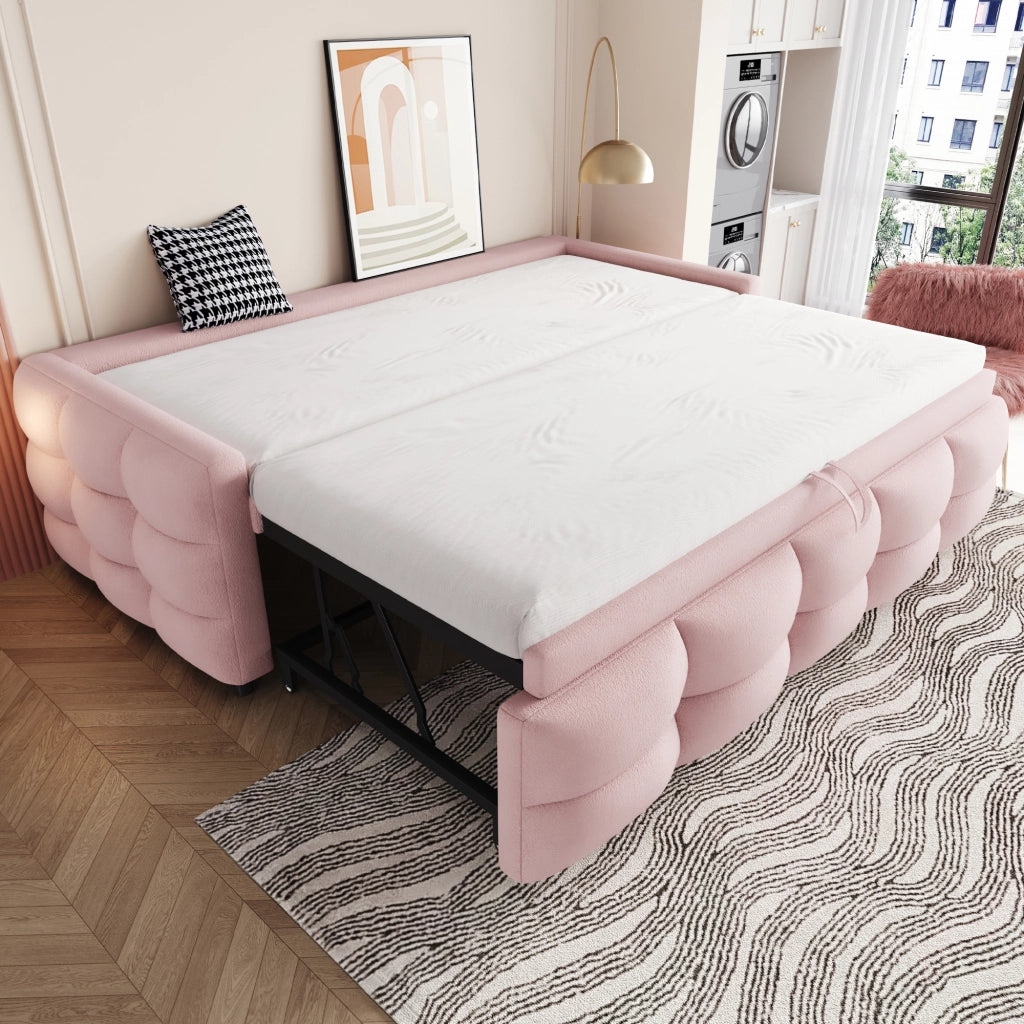Letto estraibile con rete a doghe velluto teddy 90x190 cm