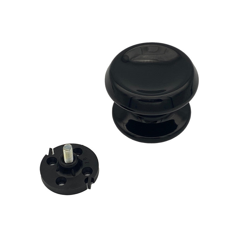 Pomolo fisso per porta SAGUATTI 866/80QB in alluminio nero lucido