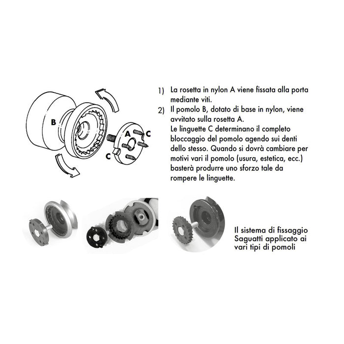 Pomolo fisso per porta SAGUATTI 866/80SAB in alluminio verde opaco