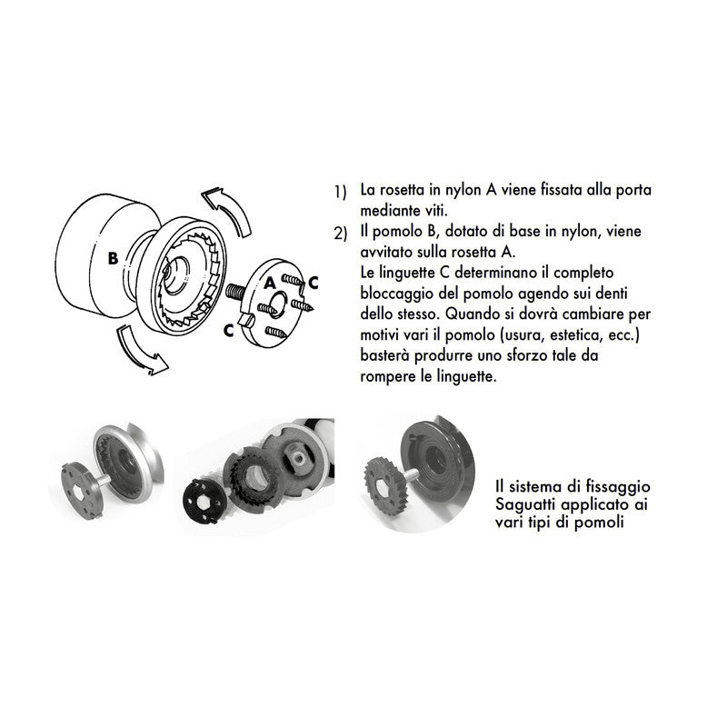 Pomolo fisso per porta SAGUATTI 866/80SAB in alluminio verde opaco