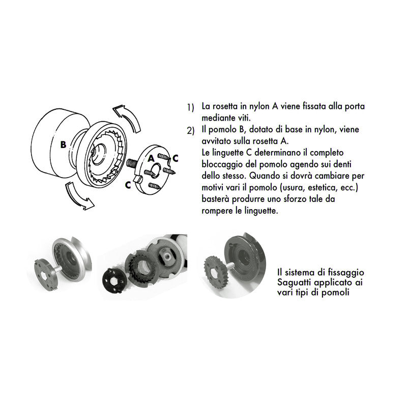 Pomolo fisso per porta SAGUATTI 866/80SB in alluminio verde lucido