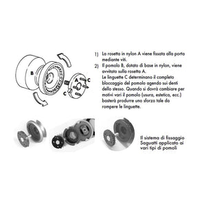 Pomolo fisso per porta SAGUATTI 866/80TB in alluminio bianco lucido