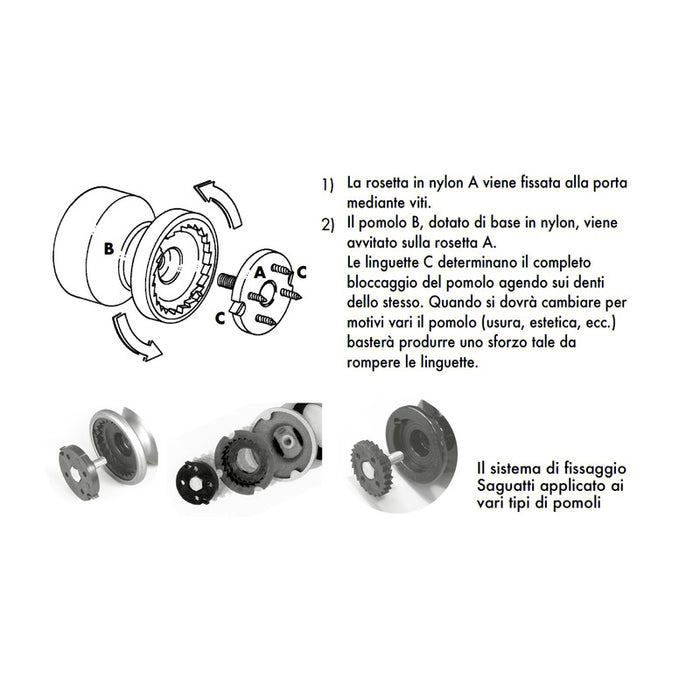 Pomolo fisso per porta SAGUATTI 866/80UAB in alluminio marrone opaco