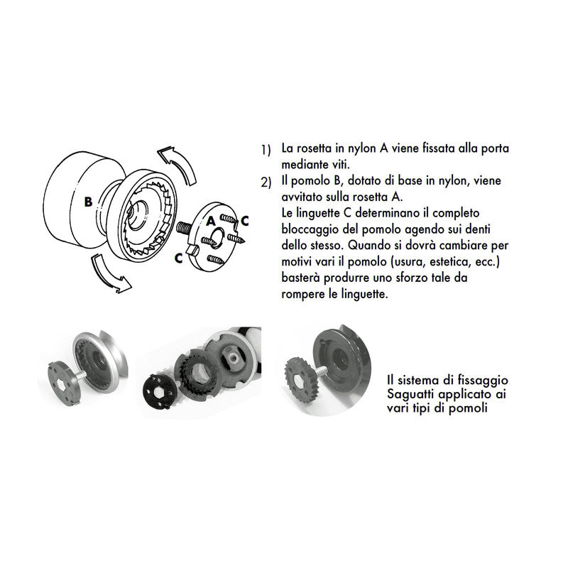 Pomolo fisso per porta SAGUATTI 866/80UB in alluminio marrone lucido