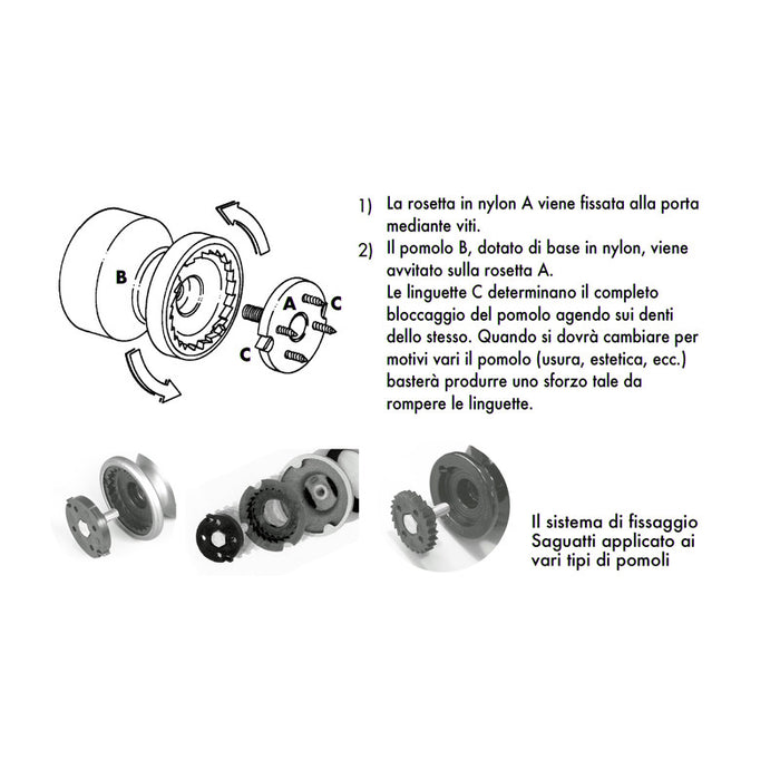Pomolo fisso per porta SAGUATTI 866/80UB in alluminio marrone lucido