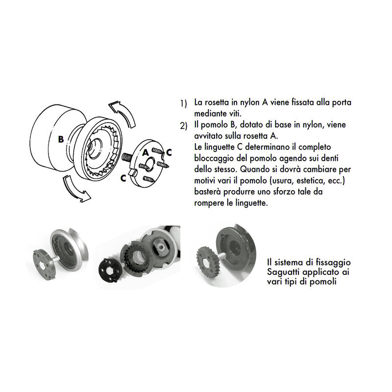 Pomolo fisso per porta SAGUATTI 866/80YAB in alluminio grigio opaco