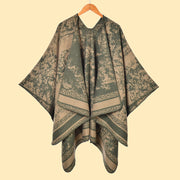Sciarpa/stola da donna, stile foresta, spessa e calda, in cashmere, double face, con spacchi