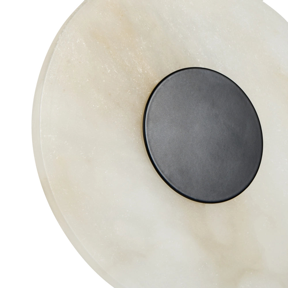 Set di 2 applique a LED con paralume rotondo in marmo bianco e base in metallo, stile moderno