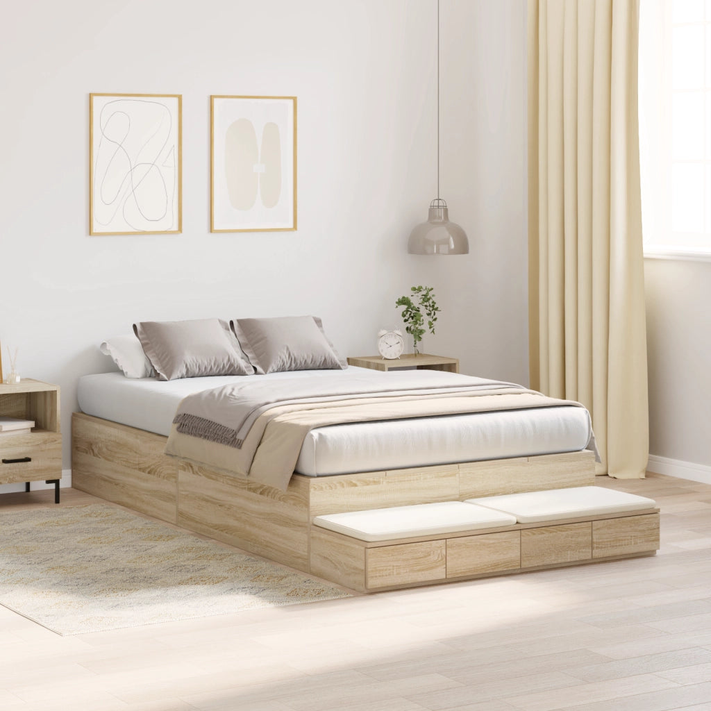 Struttura Letto con Contenitore in Rovere Sonoma 120x190 cm
