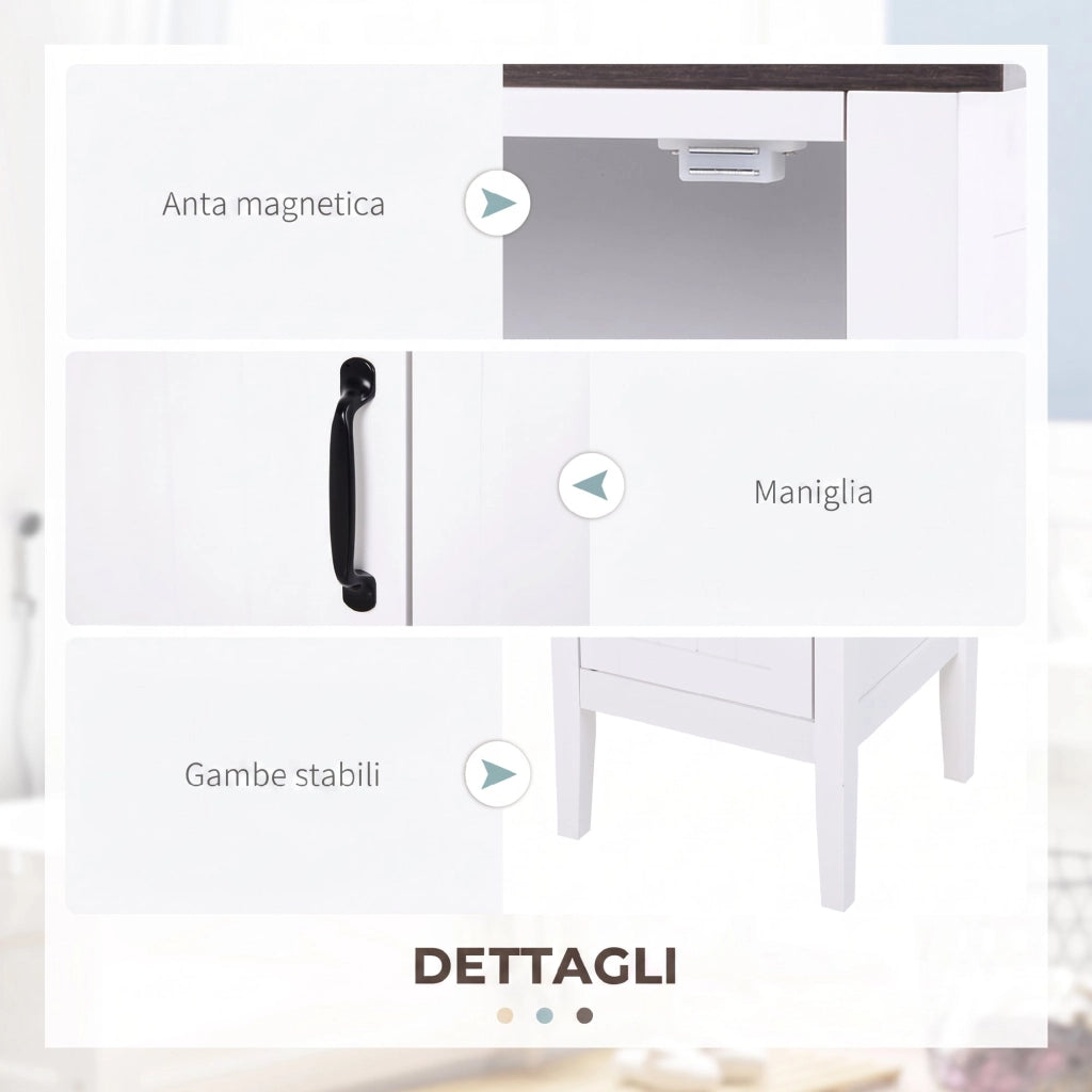 Mobile Bagno a Colonna 40x38x162,5 cm Salvaspazio con 3 Ripiani Aperti in MDF Bianco