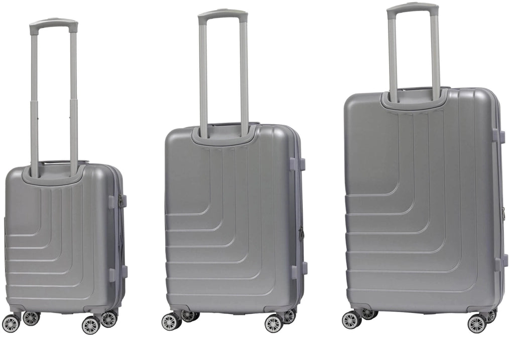 Set 3 Valigie Trolley Rigide in ABS 4 Ruote TSA Ravizzoni Titanio Silver