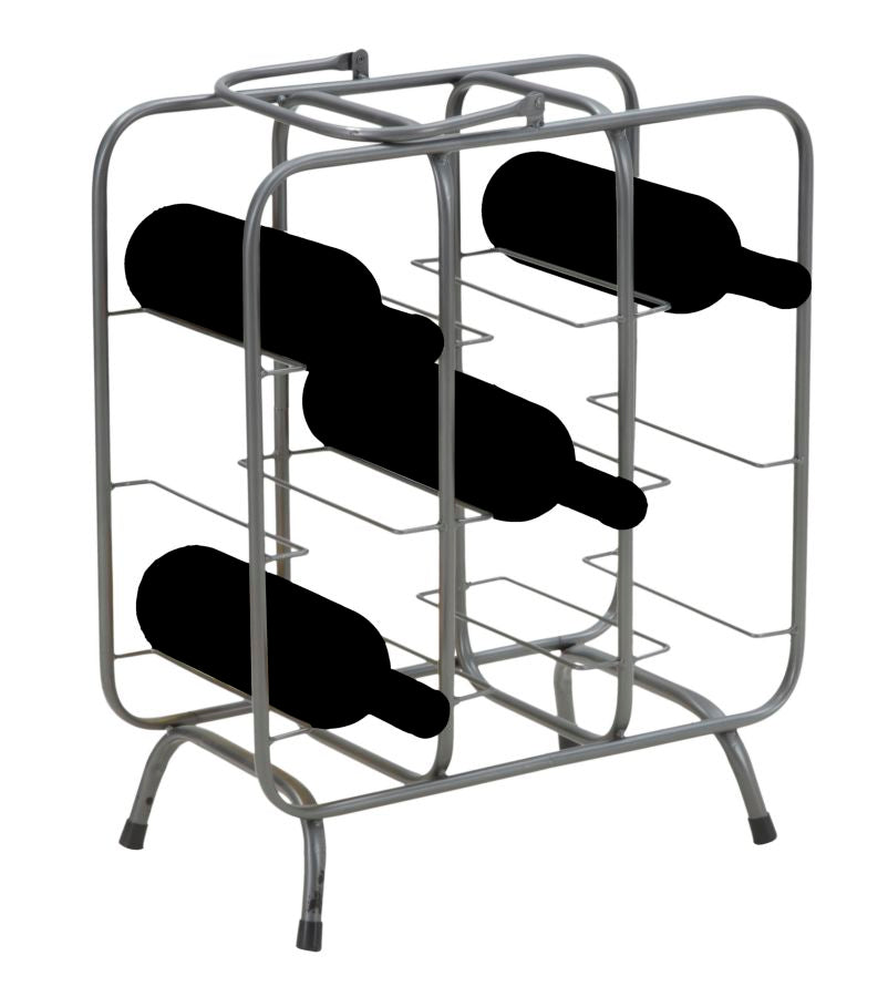 Porta Bottiglie Rack Quadrato 9 Posti 40x23x47,5 cm in Ferro Grigio