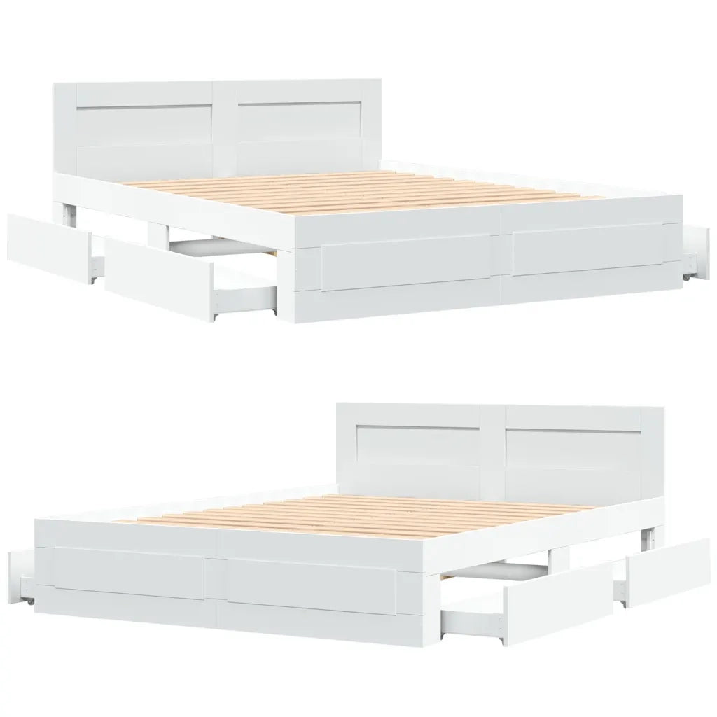 Letto matrimoniale | Letto per adulti | Giroletto con Testiera senza Materasso Bianco 160x200 cm