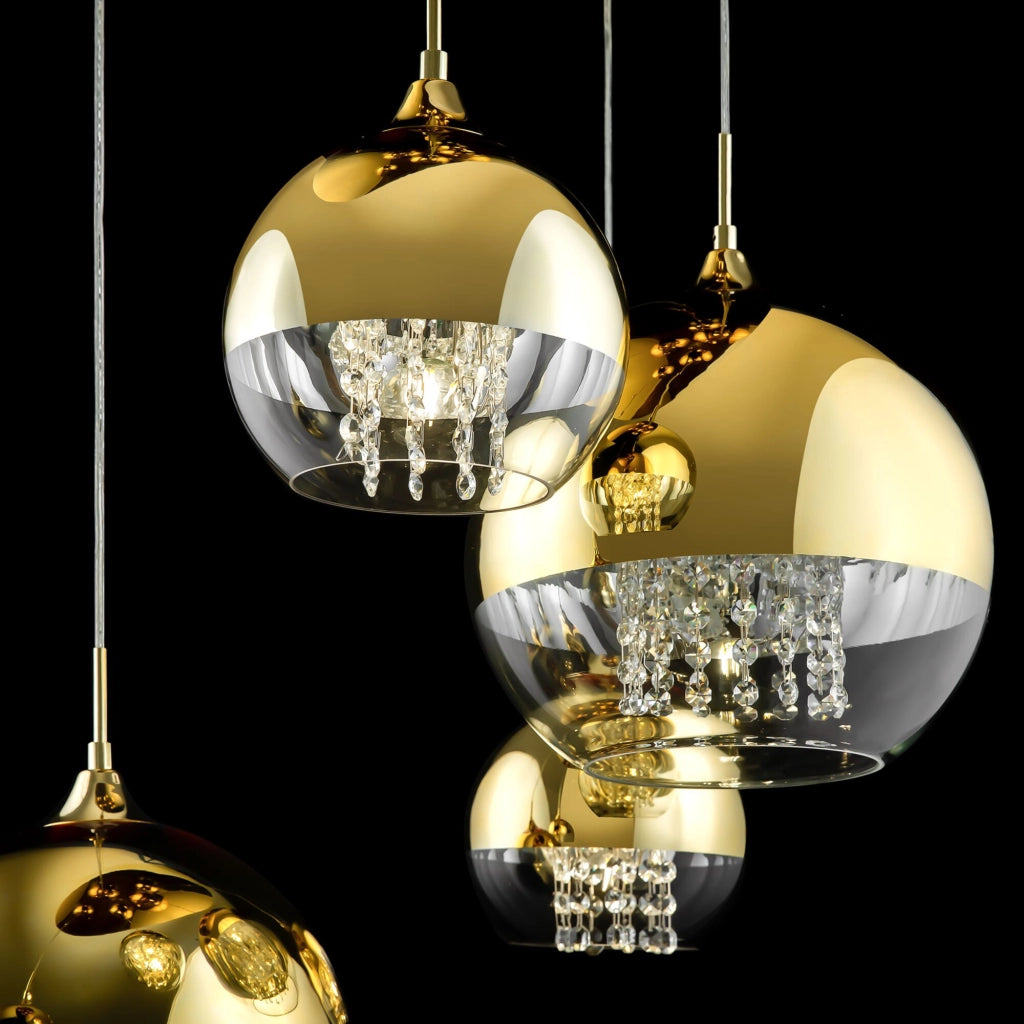 Maytoni Lampadario contemporaneo Fermi 5 luci E27 oro metallo vetro