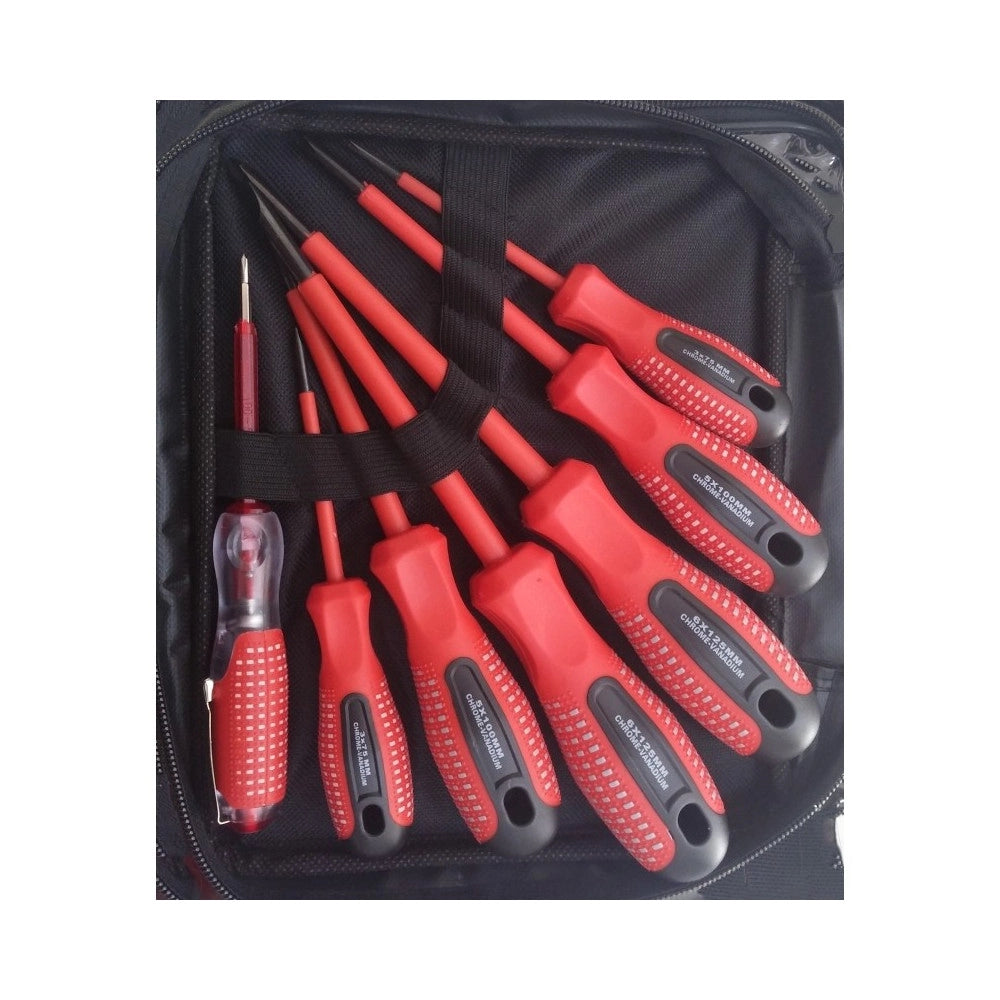 Trade Shop - Set 7 Pezzi Cacciaviti Giraviti Isolati Con Manico In Gomma Grip Con Cercafase -