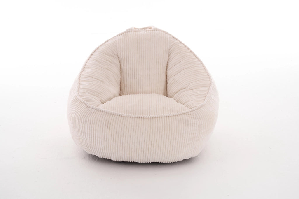 Pouf ergonomico per bambini con supporto per schiena e vita in velluto a coste beige