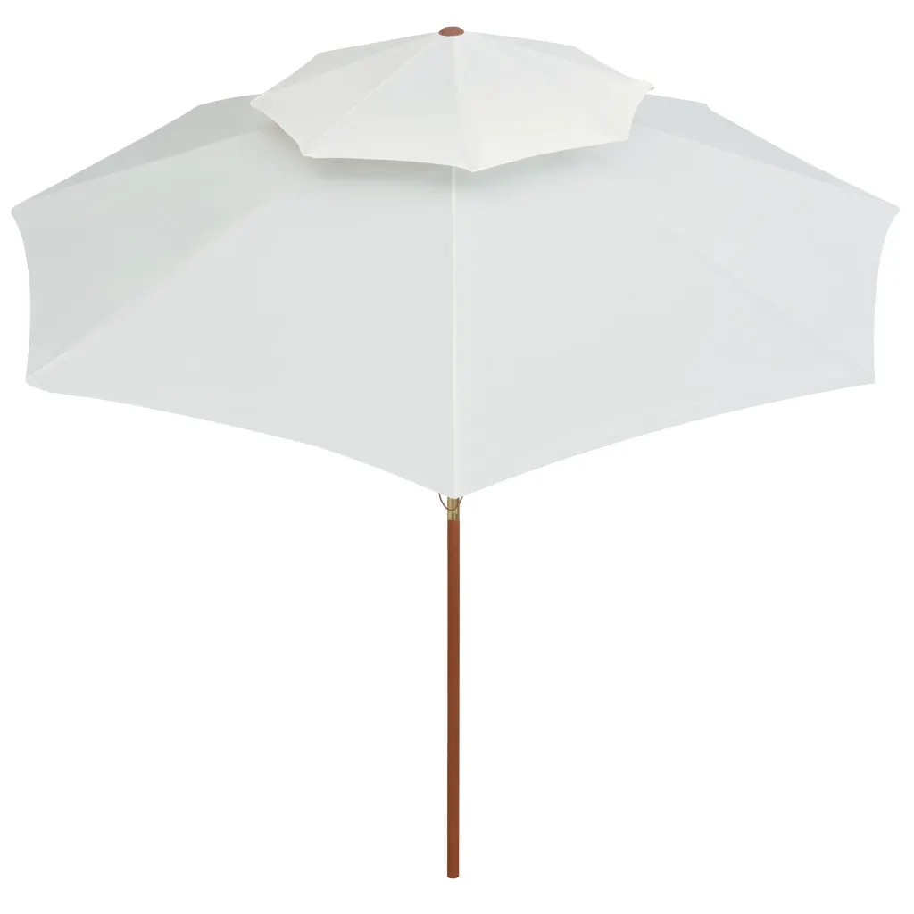 Ombrellone 2 Livelli 270x270 cm con Palo in Legno Bianco Crema 42964