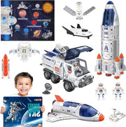 Razzo spaziale giocattolo con luce e suono - giocattolo educativo STEM - giocattolo spaziale con astronauti - regalo per bambini e bambine