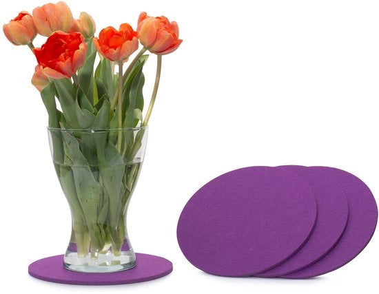 Sottopanchine di velluto per tavolo e bar intorno 25cm confezione da 4 (colore selezionabile) viola/purpureo - sottopanchine di velluto per tavolo e bar come sottopanchine per bicchieri e sottopanchine per bicchieri per bicchieri e bicchieri