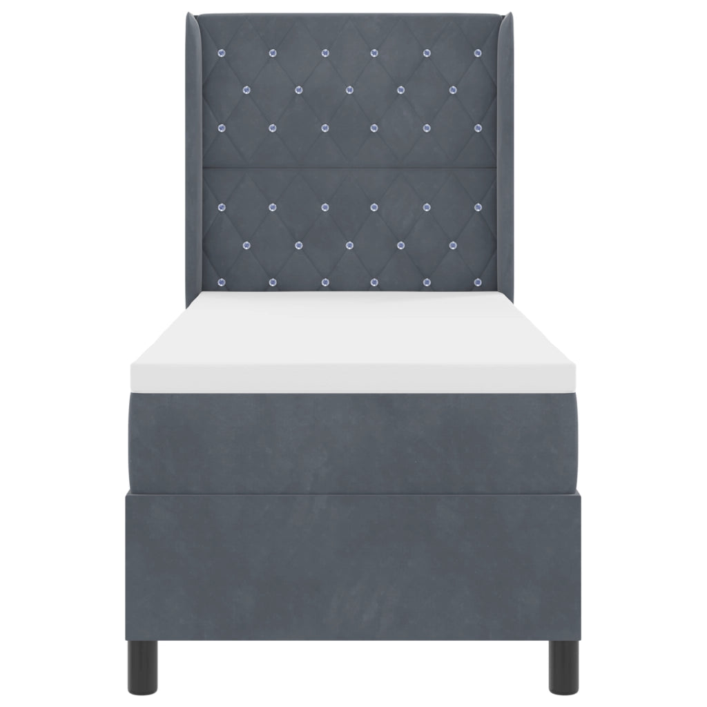 Letto Box Spring con Materasso & LED Grigio Scuro 80x200 cm Velluto