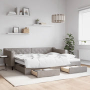 Divano Letto Estraibile con Cassetti Tortora 90x200 cm Tessuto 3197465