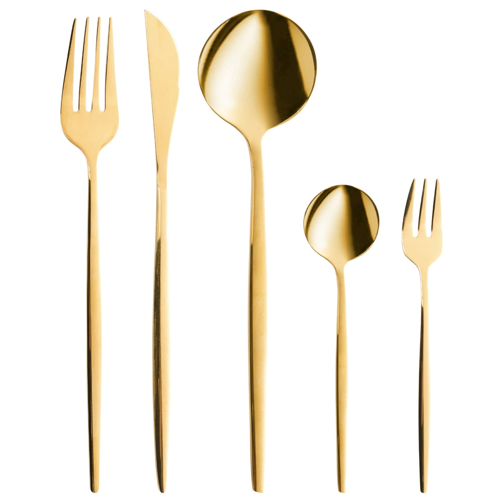 Set di posate in acciaio inox oro 30 pezzi per 6 persone Coltello Cucchiaio Forchetta Cucchiaio Forchetta per torte Design moderno