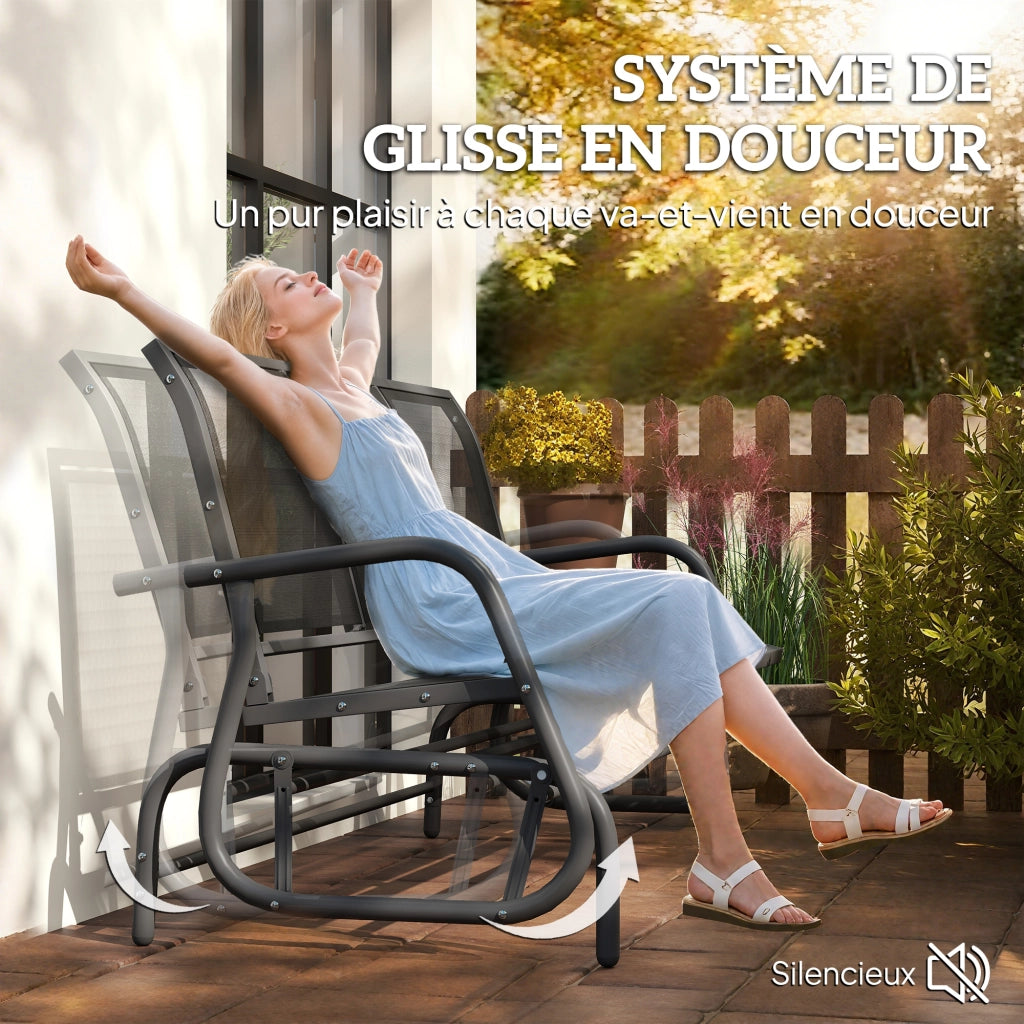 Divano da Giardino 3 Posti ¨C zephmum ¨C Tessuto Nero, Acciaio