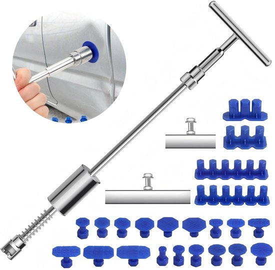 Kit di riparazione di deiezioni per veicoli senza verniciatura, set di utensili di autoreparazione per rimuovere deiezioni su superfici metalliche.