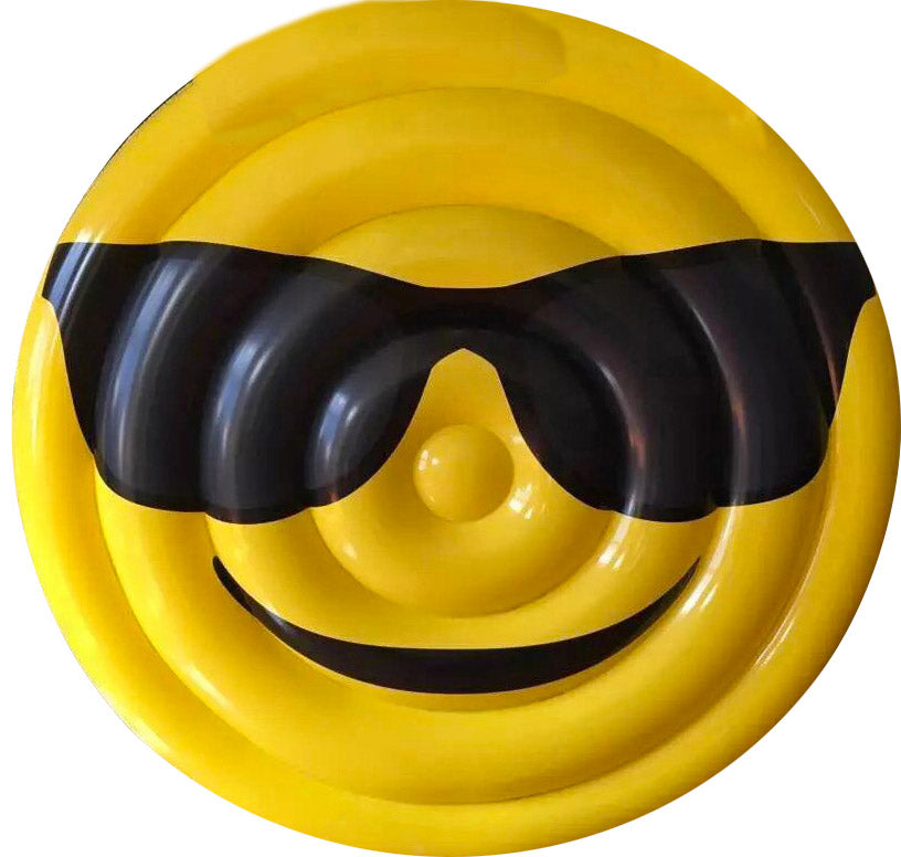 Materassino Gonfiabile Ø150 cm in PVC a Forma di Emoji Ranieri Face Occhiali Giallo