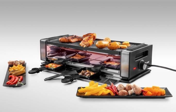 Unold 48760 Griglia per Raclette 8 persone 1200 W Piastre Rimovibili con Rivestimento Antiaderente Colore Nero