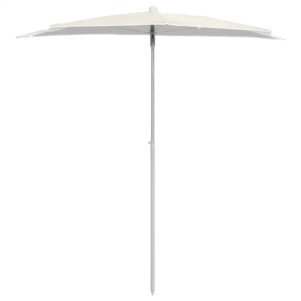 Ombrello | Parasolne Semicircolare da Giardino con Palo 180x90 cm Sabbia