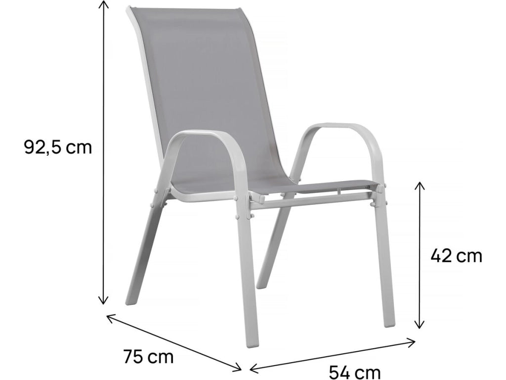 Sedia da giardino textilene "Cordoba" -Phoenix- Ecru-Set di 2