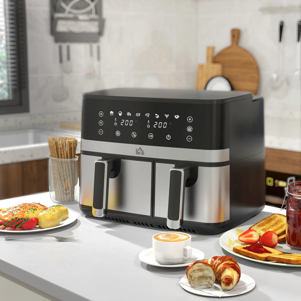 Friggitrice ad aria 2700W ¨C Xylo ¨C 8 programmi, 41,8x39,2x31,1 cm, nero e argento