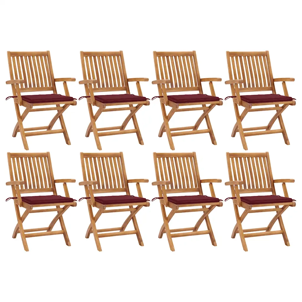 Sedie da Giardino Pieghevoli con Cuscini 8 pz Massello di Teak cod mxl 72172