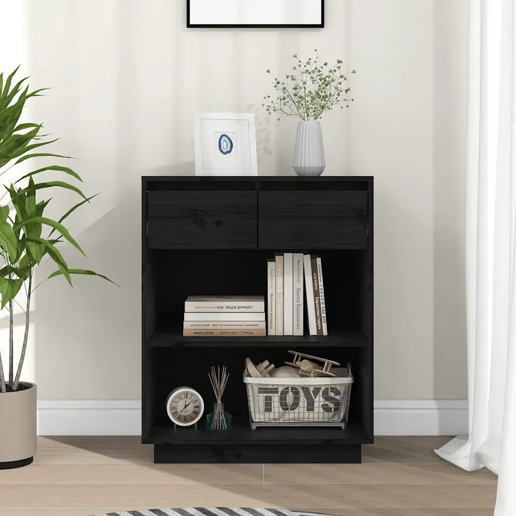 Mobile Consolle | Tavolo d'Ingresso Nero 60x34x75 cm in Legno Massello di Pino