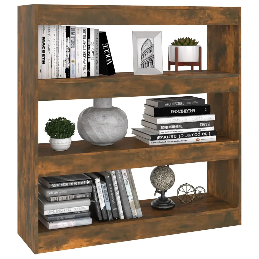 Libreria Divisorio-Scaffale per Libri-Mobile di Stoccaggio Rovere Fumo 100x30x103 cm