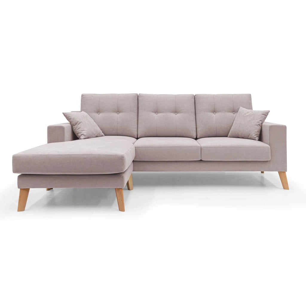 Danish Divano angolare REVERSIBILE in tessuto morbido impermeabile T02 237 cm rosa