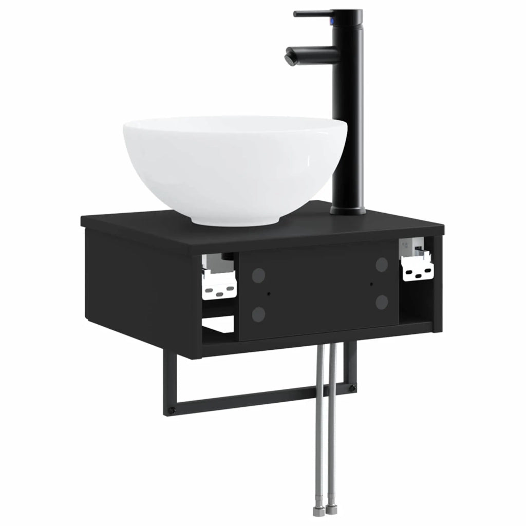 Lavabo da Parete Nero 40 x 35 x 39 cm Legno ingegnerizzato 890169