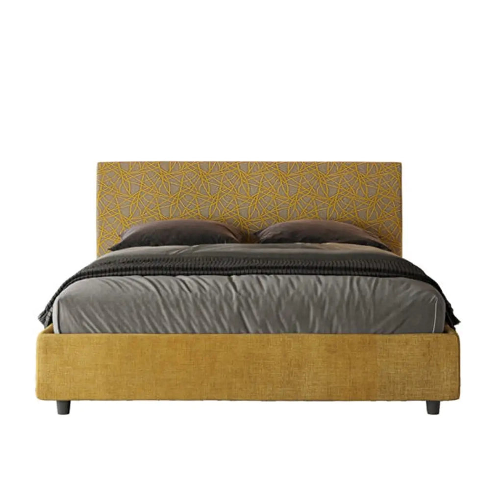Letto matrimoniale senza rete imbottito 160x210 tessuto Era 6 giallo Arla