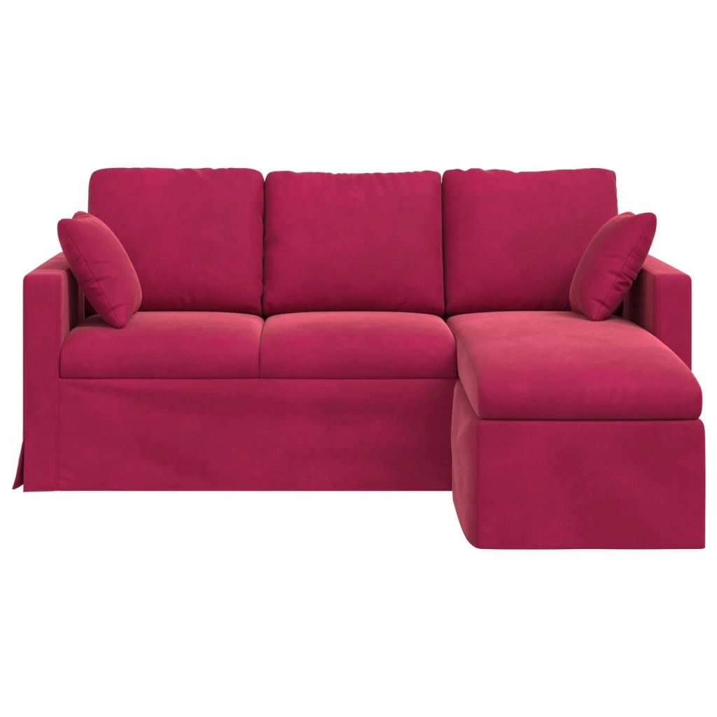 Divano Rosso Vino 198 x 134 x 80 cm Velluto