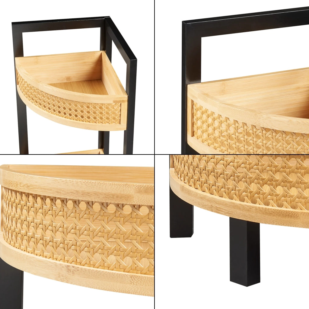 Scaffale dal design senza tempo per soggiorno/camera da letto mobile contenitore angolare 80 x 32 x 23 cm effetto rattan naturale nero 03_0011171