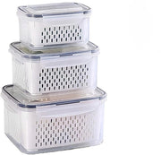 Organizzatore per frigorifero con set di contenitori vershouddozen, 3 pezzi di contenitori per alimenti (3,15L + 1,7L + 0,8L) con coperchio e set di setole rimovibili
