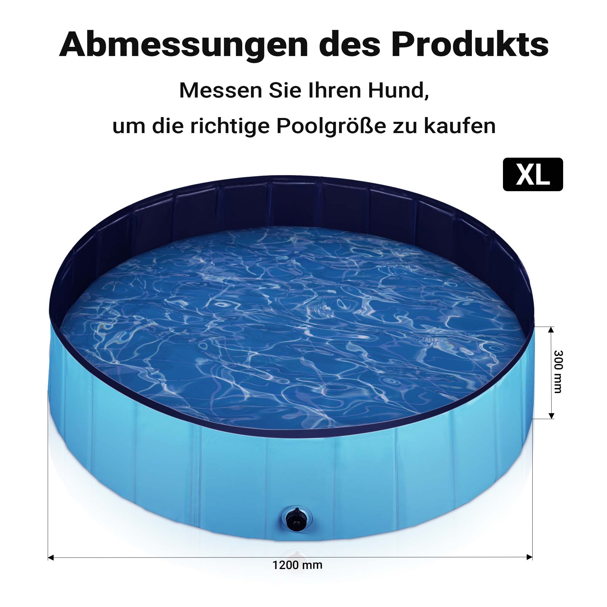 Fudajo Piscina per cani 120 x 30 cm, antiscivolo, piscina pieghevole per cani in PVC, portatile, con bordi rinforzati