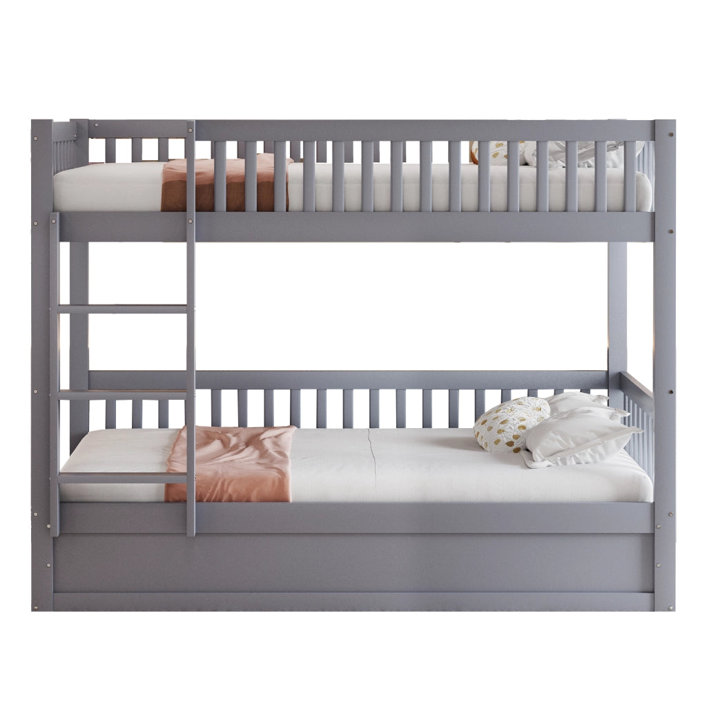 Letto a castello 90×200 cm 2 posti con vano idraulico; scala di sicurezza; senza materasso; grigio