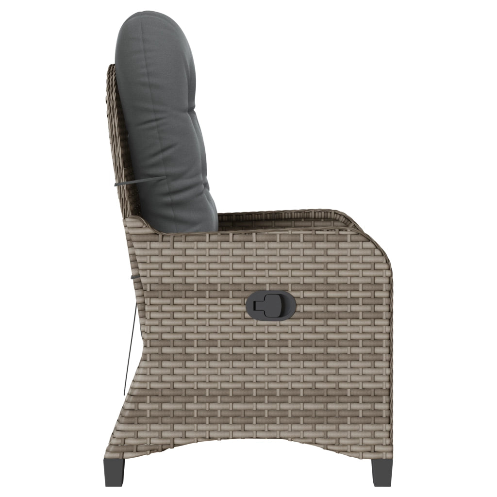 Poltrona Relax con Cuscino Grigio in Rattan Plastificato