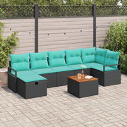 Set Divano da Giardino con cuscino 8 pcs Nero polyrattan