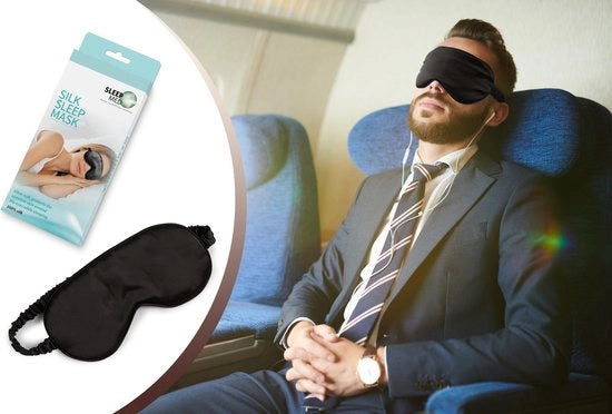 Nachtmasker in Seta e Cotone, con Cintura Elastica, per Occhi Sensibili, 20,5x10x0,2cm, Unisex