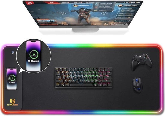 Mousepad da Gaming XXL con Caricamento Senza Fili e Illuminazione RGB - Progettazione Stilistica XXL per Gaming e Ufficio
