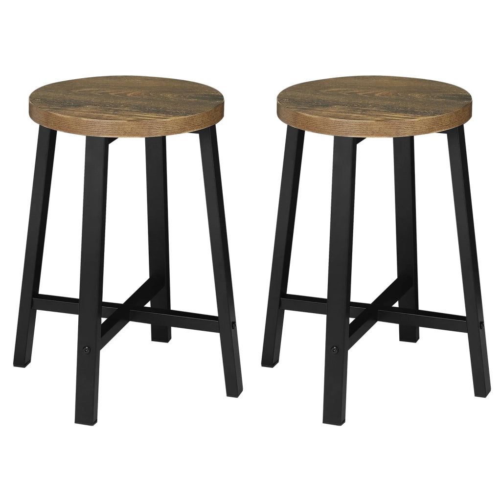 SGABELLO Cucina 29,5x29,5x46 cm Legno ingegnerizzato e Metallo Set da 2 Nero Vintage