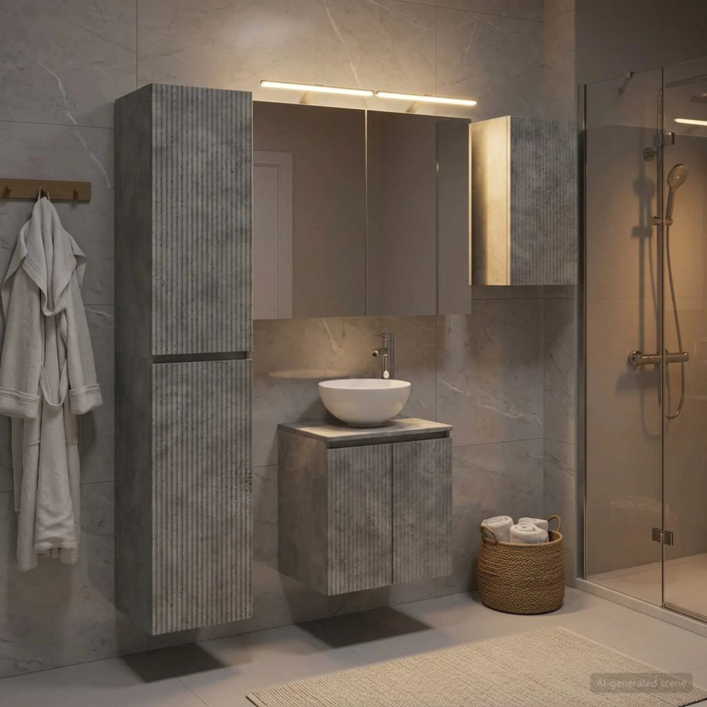 Set di Armadi da Bagno 5 pcs Grigio Cemento 50 x 14,5 x 70 cm 3407290